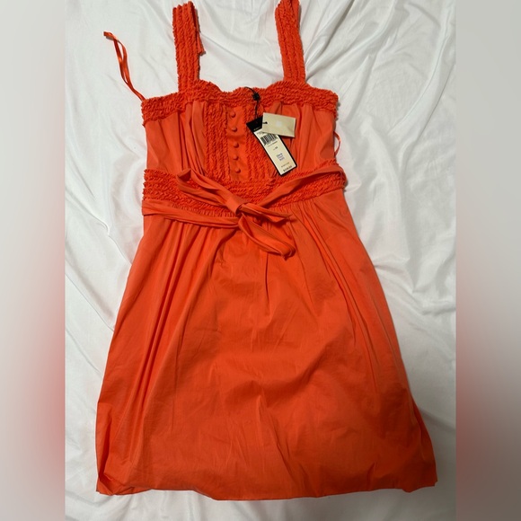 Orange Sleeveless Dress with Belt - Picture 1 of 3